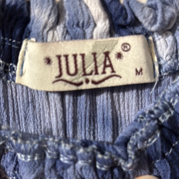 Blue and White Ruched Maxi Dress with Cap Raglan Sleeves - Picture 5 of 11